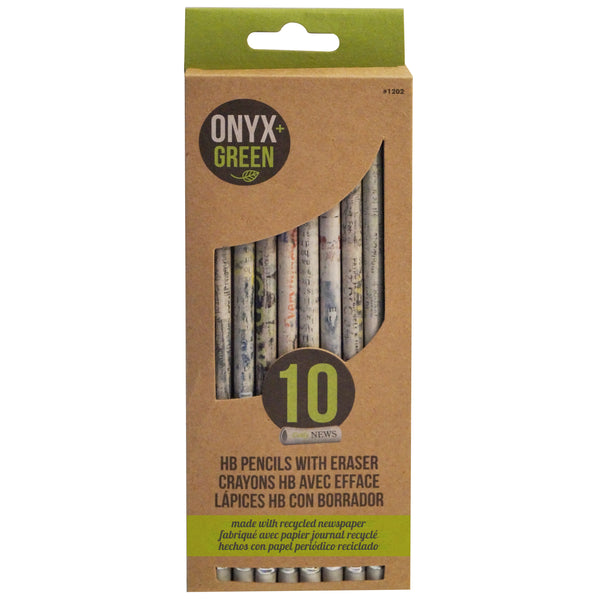 1202- 10pk pencils, recycled newspaper