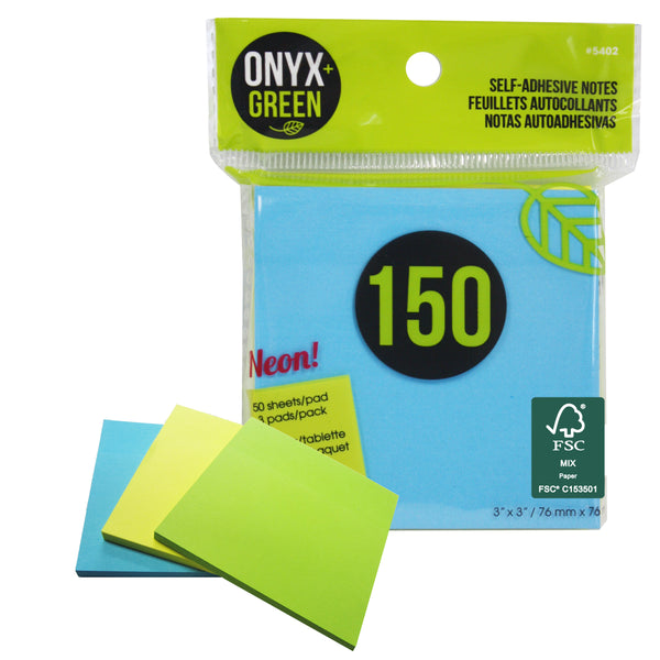5402 - Sticky Notes | 3" x 3" | Assorted Neon Colors